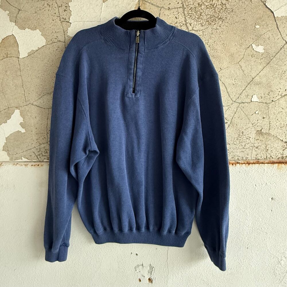 FX Fusion Blue Quarter Zip Sweater Knit Pullover Mens XL